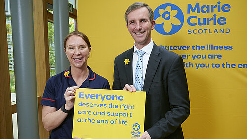 Liam McArthur MSP with Marie Curie Clinical Services Manager Jennifer Gallagher.