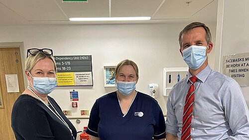 Liam McArthur with NHS Orkney CEO Laura Skaife-Knight