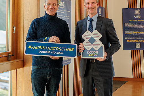 Liam McArthur and Dougie Vipond at the Doddie Aid 2025 sign up